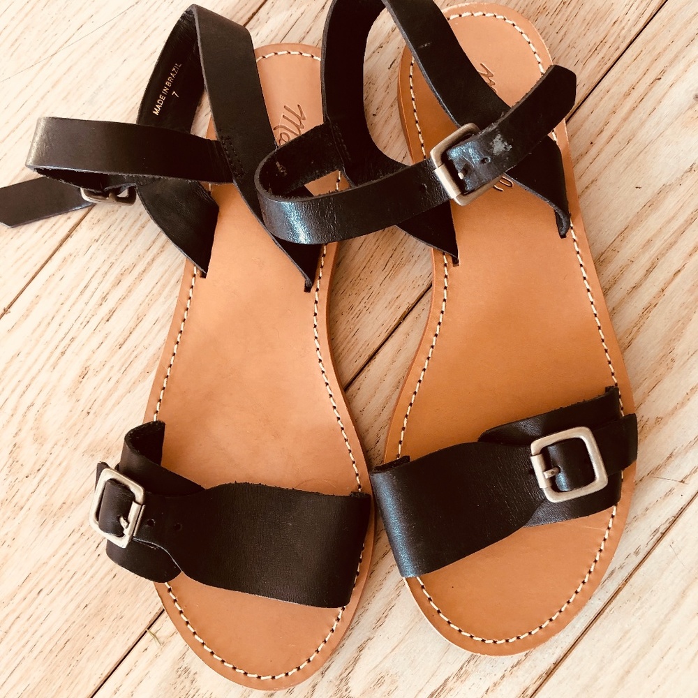 Madewell Black Leather Sandals